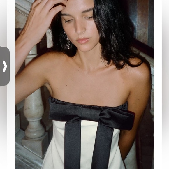 Zara Strapless Bow Dress White XL - Picture 6 of 12
